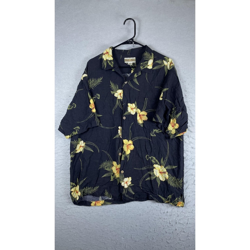 Original Island Sport Shirt Mens Large Floral Hawaiian Short Sleeve Button Front